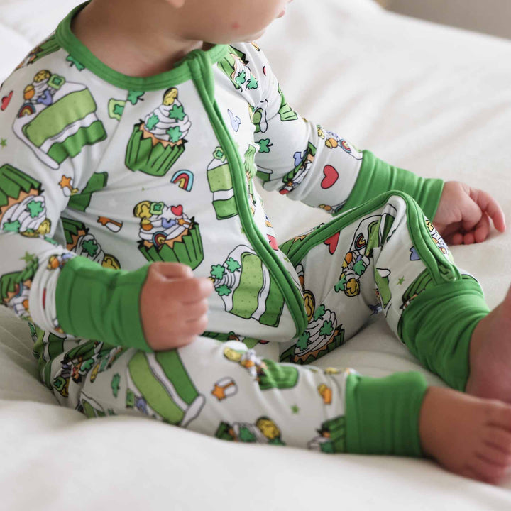 shamrock sweets baby zip romper pajama for babies and toddlers 