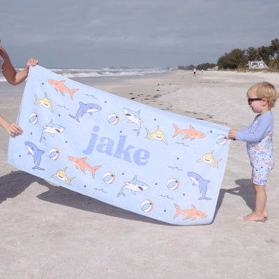 shark bait personalized beach towel for  kids