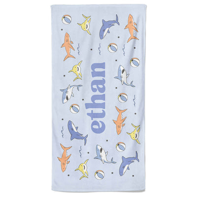Shark Bait Personalized Kids Beach Towel