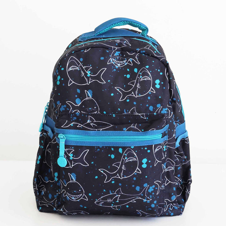 shark attack black and blue backpack for kids