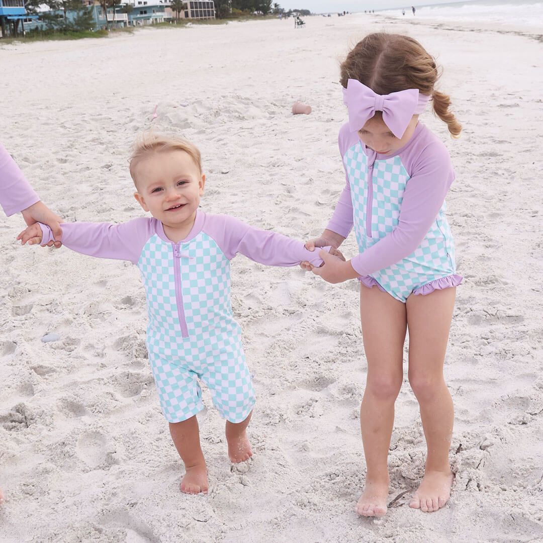 baby swim romper shortie with long sleeves 
