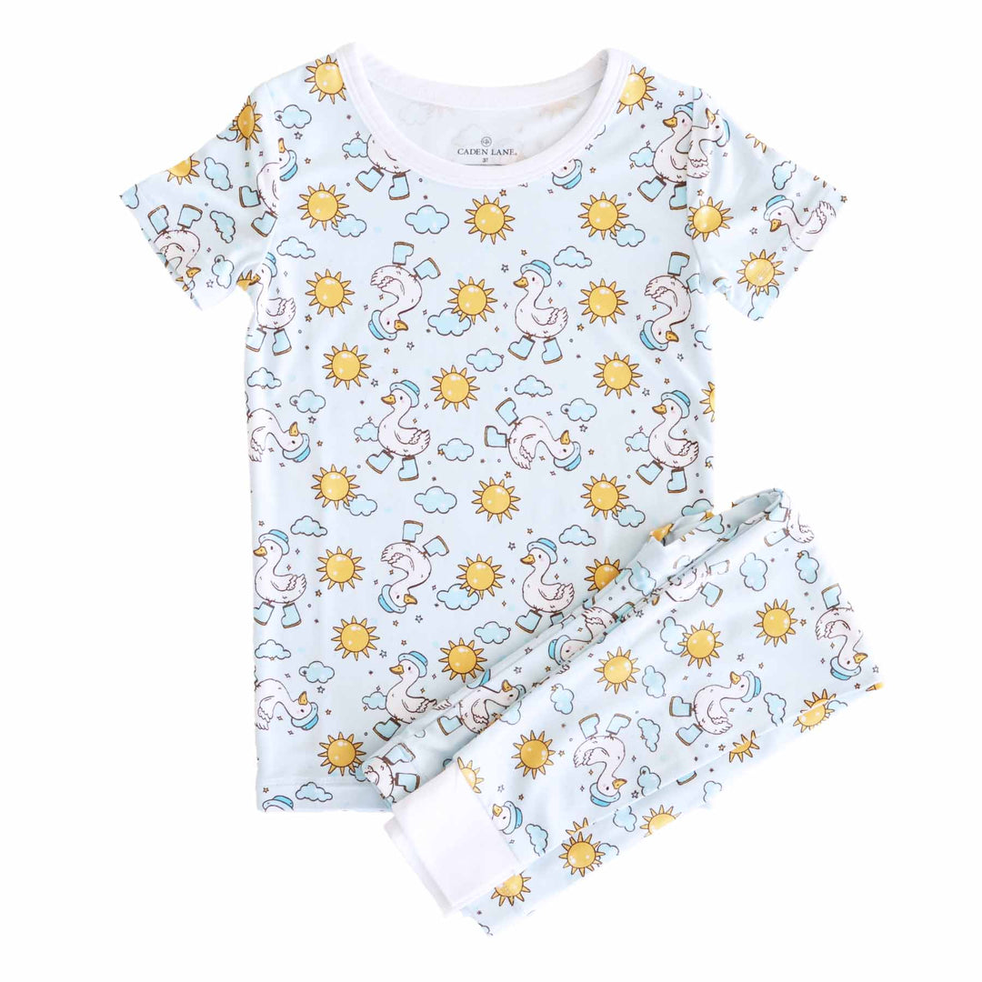 silly goose blue two piece pajama sets for kids 