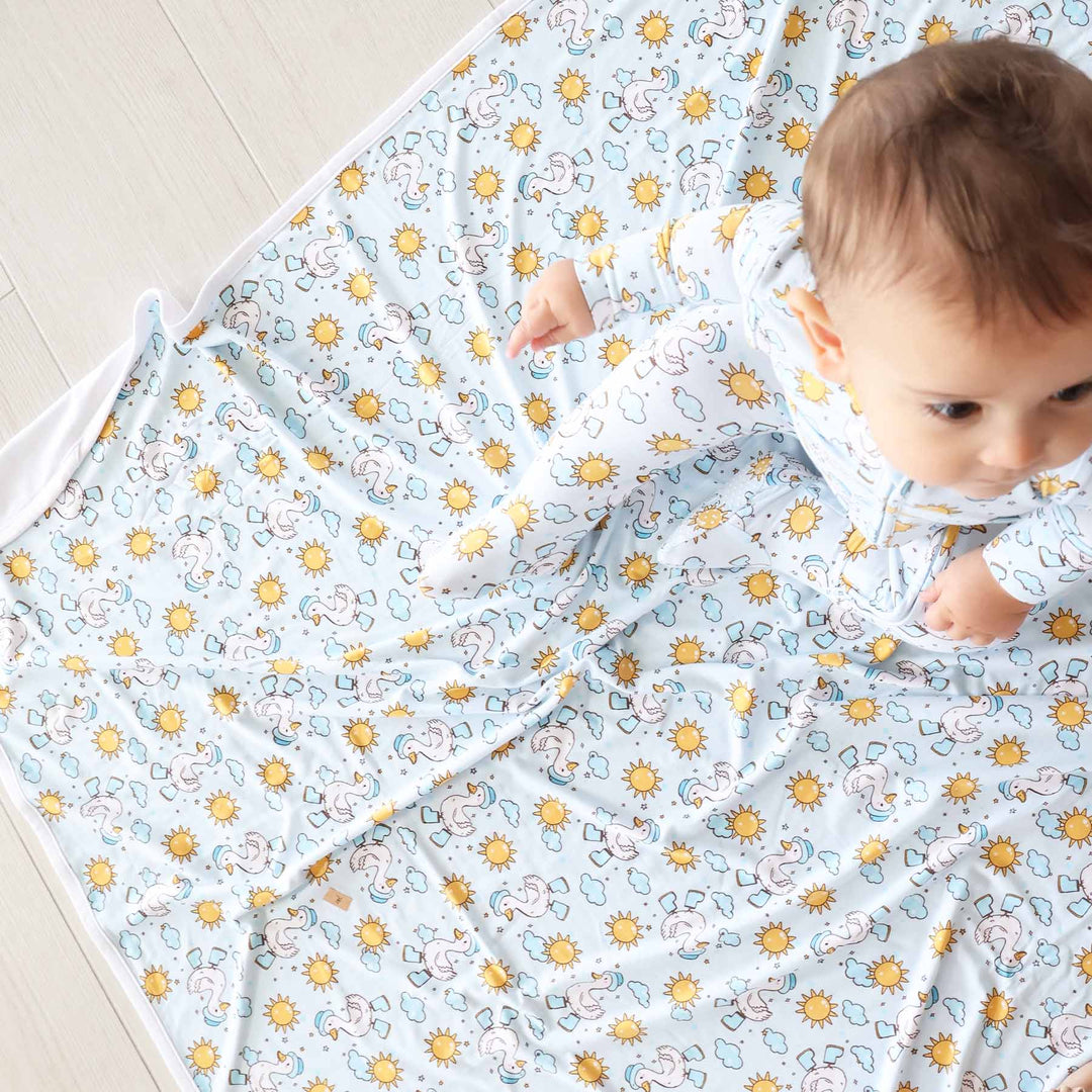 silly goose double sided bamboo blanket for kids 