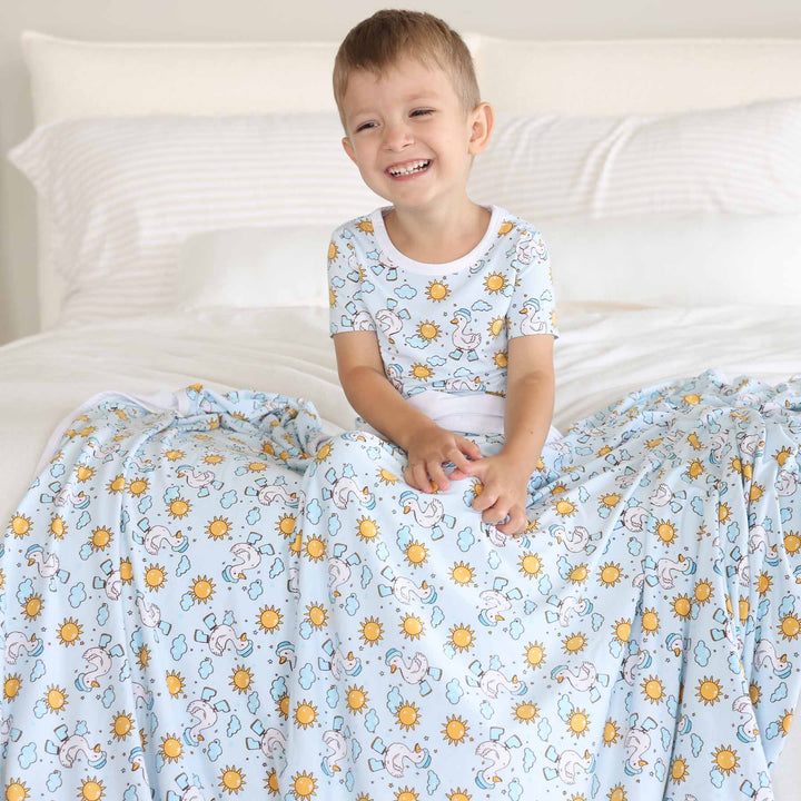 geese with boots and hat bamboo blanket 