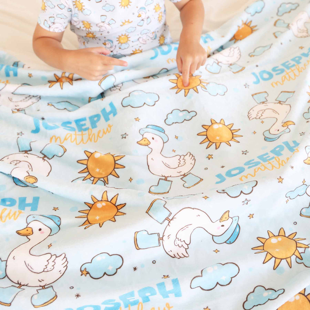 geese with boots and hat personalized blanket for kids