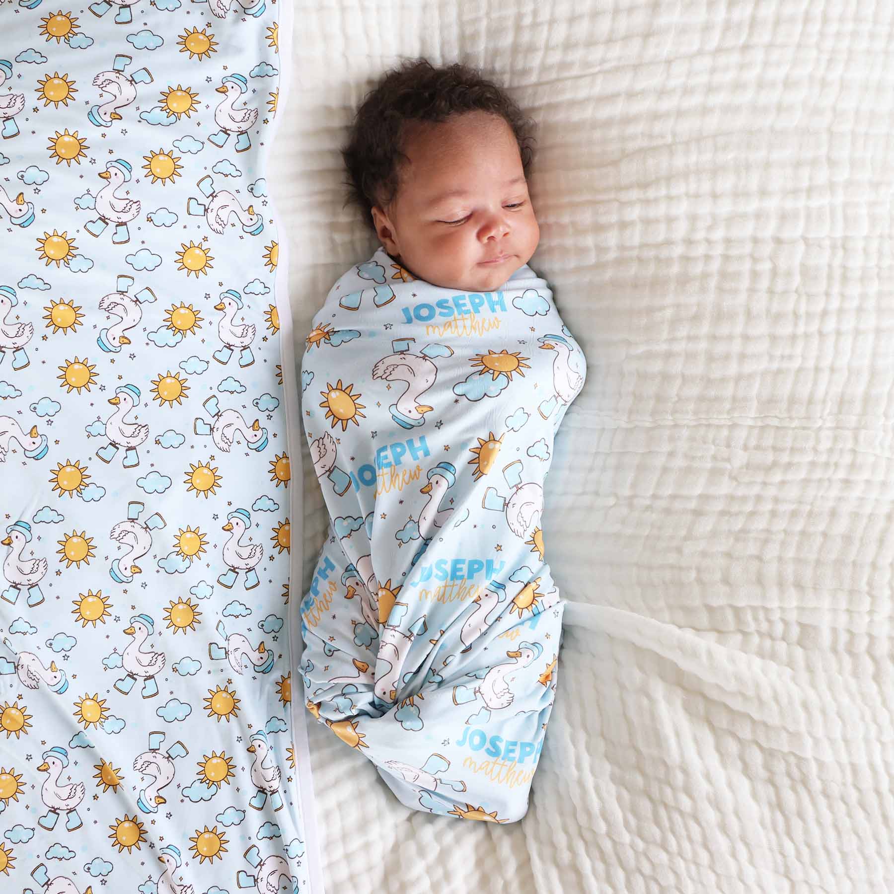 Silly Goose Personalized Swaddle Blanket | Blue
