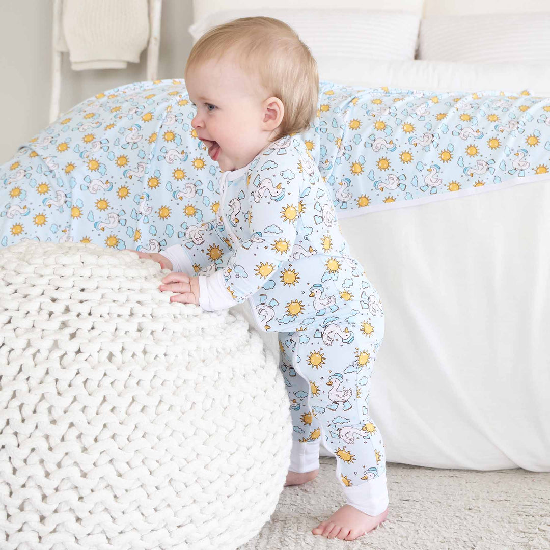 Silly Goose Convertible Zip Romper | Blue