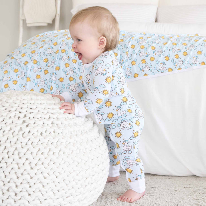 Silly Goose Convertible Zip Romper | Blue