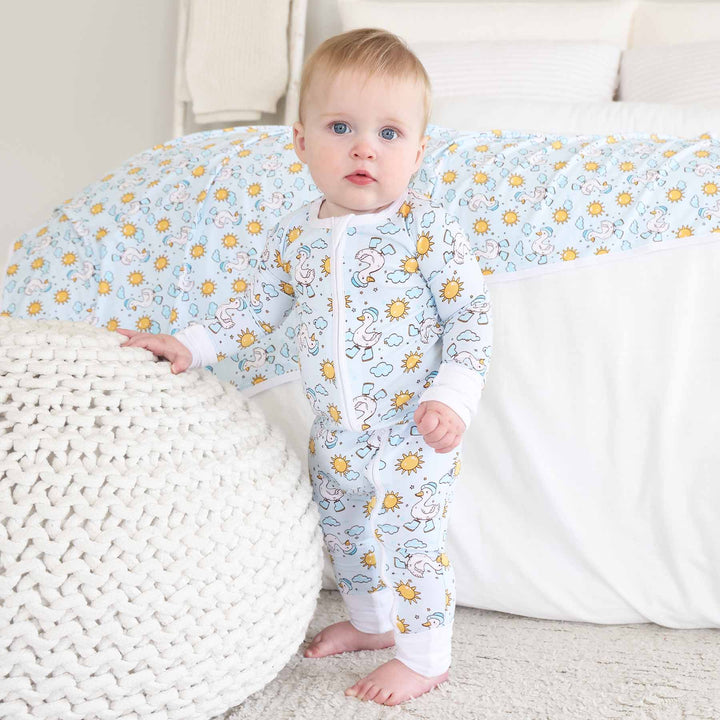 Silly Goose Convertible Zip Romper | Blue