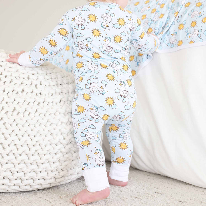 Silly Goose Convertible Zip Romper | Blue