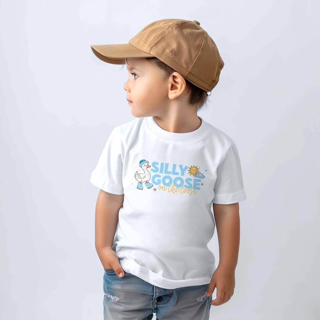 Silly Goose On The Loose Kids Graphic Tee | White