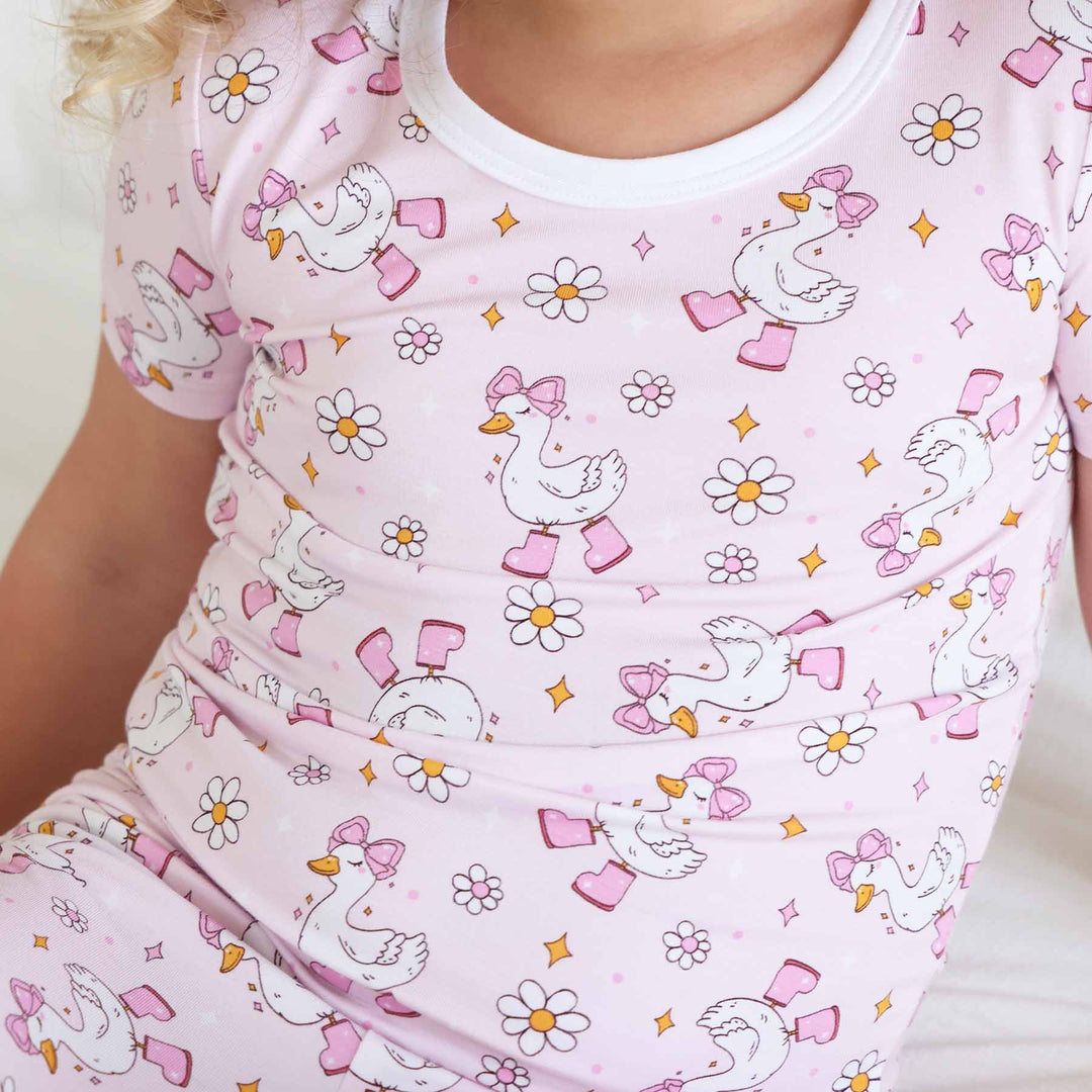 girly goose two piece pajama set for girls 