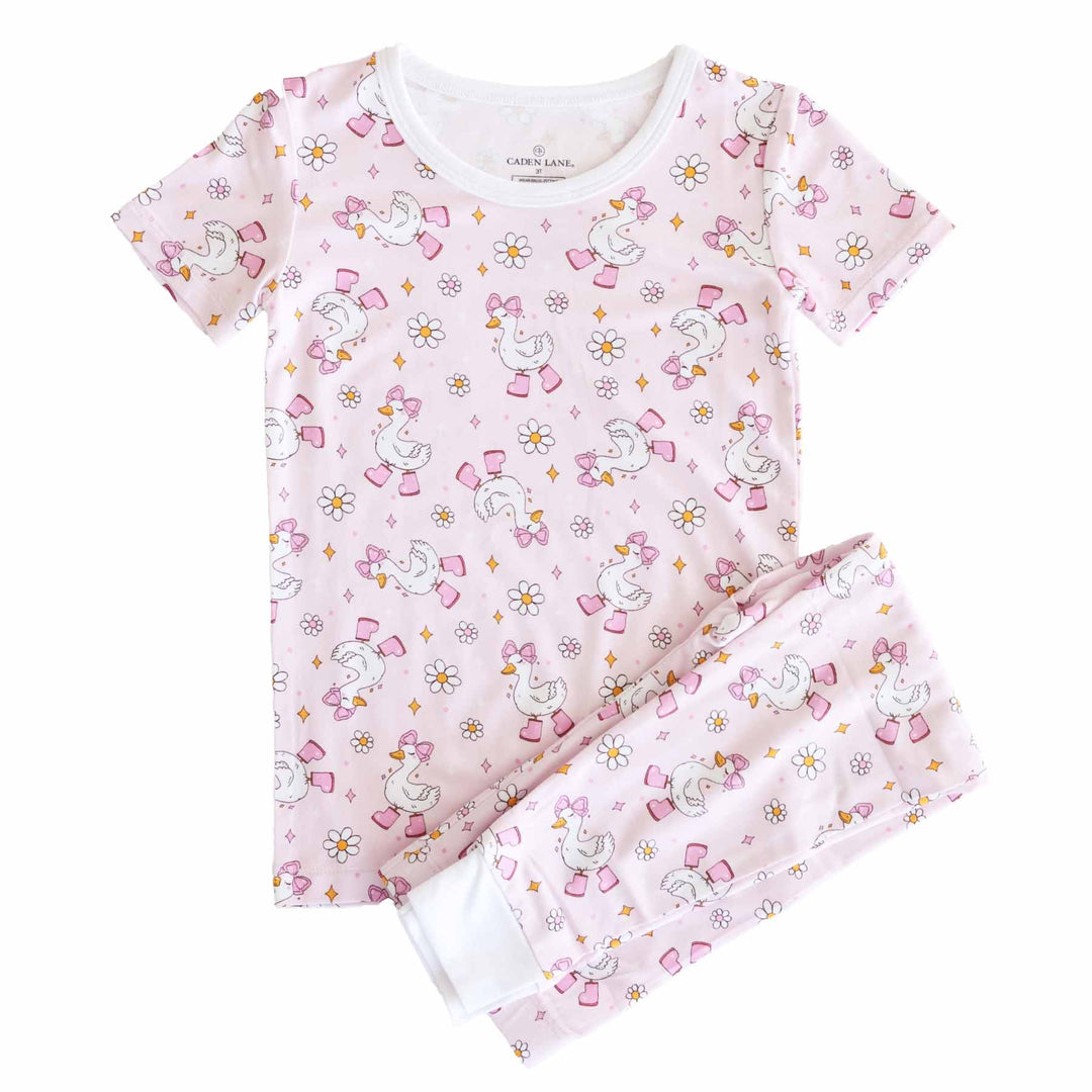 silly goose pink two piece pajama set for girls 