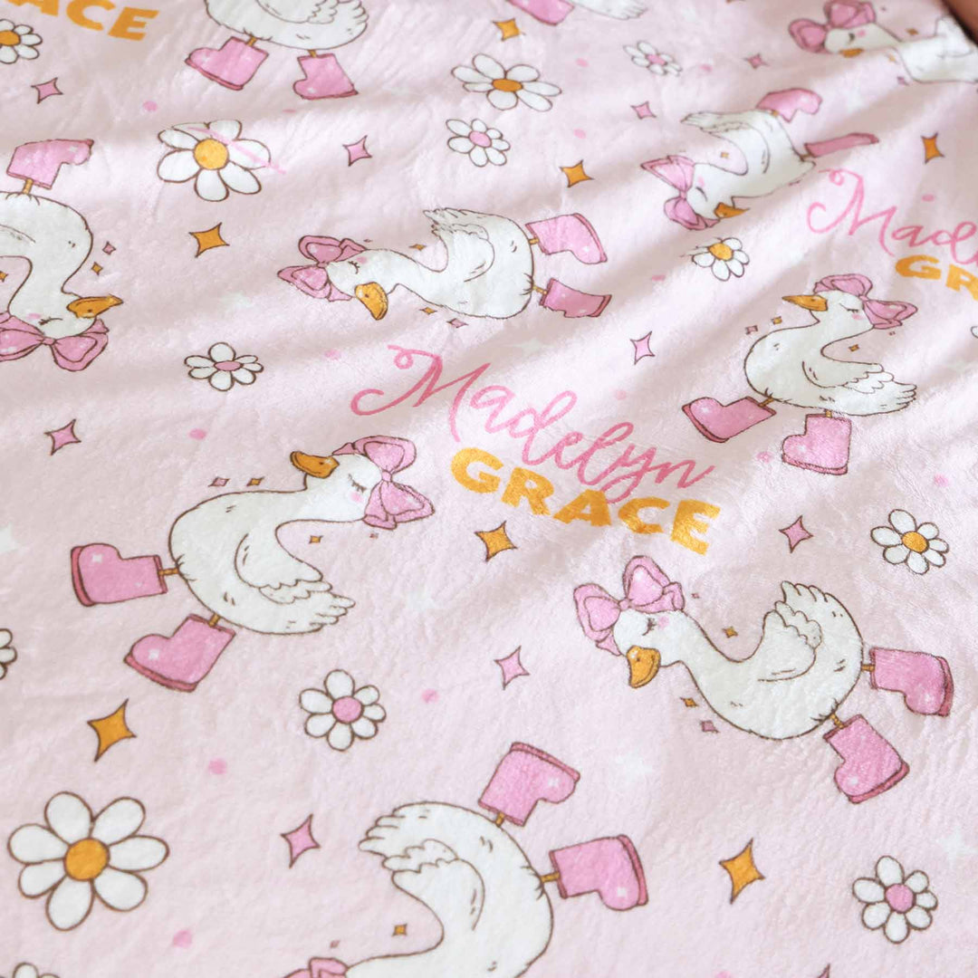 pink goose personalized blanket for kids 