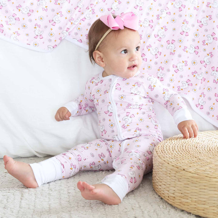 girl goose pajama romper 