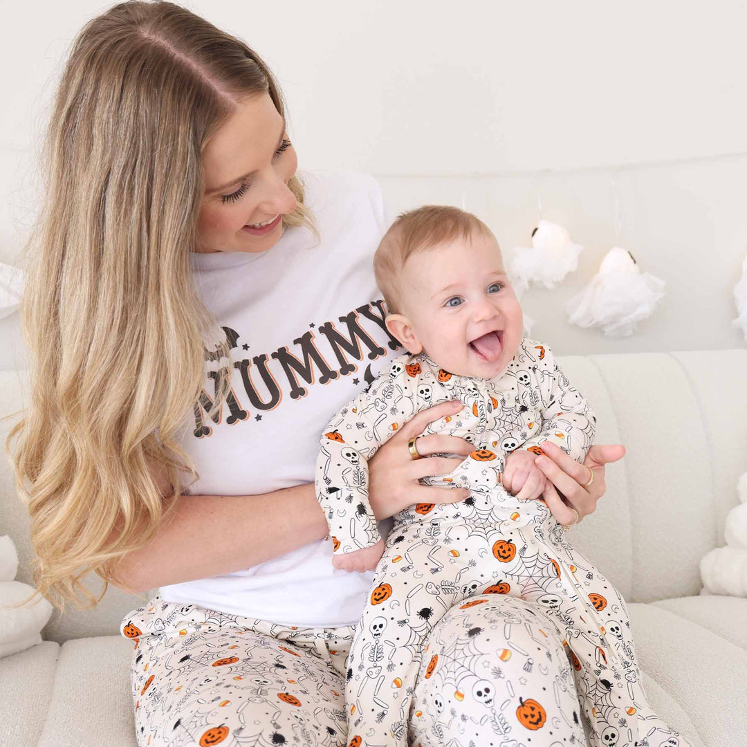 neutral skeleton family matching pajamas 