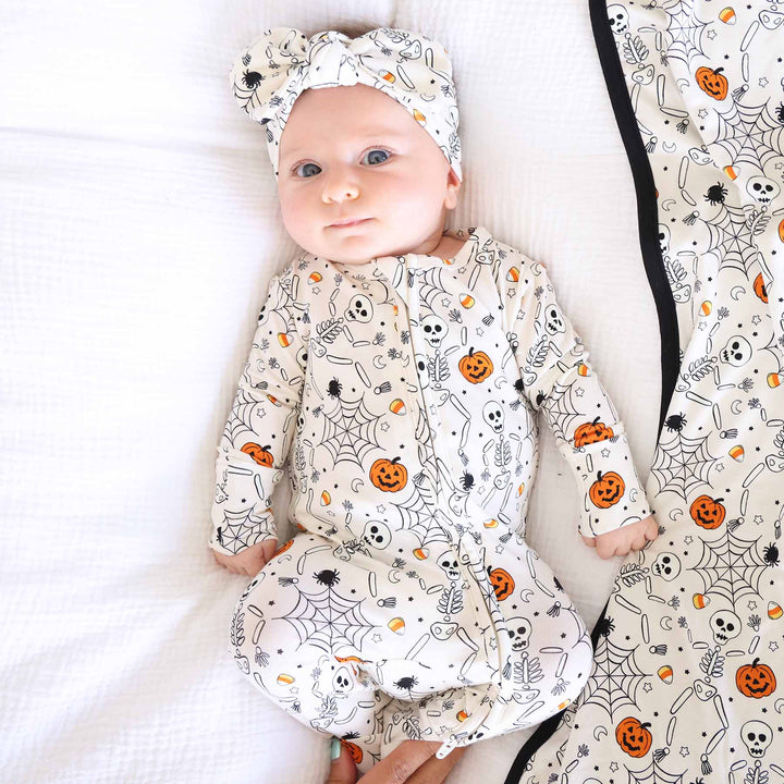 silly skellies zipper footie for babies glow in the dark