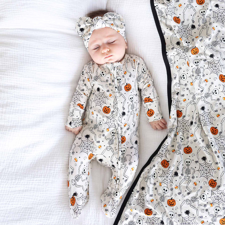 silly skellies glow in the dark zipper footie for babies 