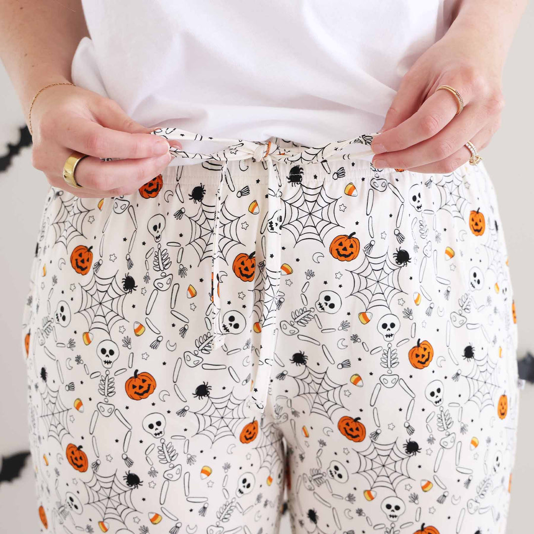 glow in the dark skeleton halloween pajama pants for adults 
