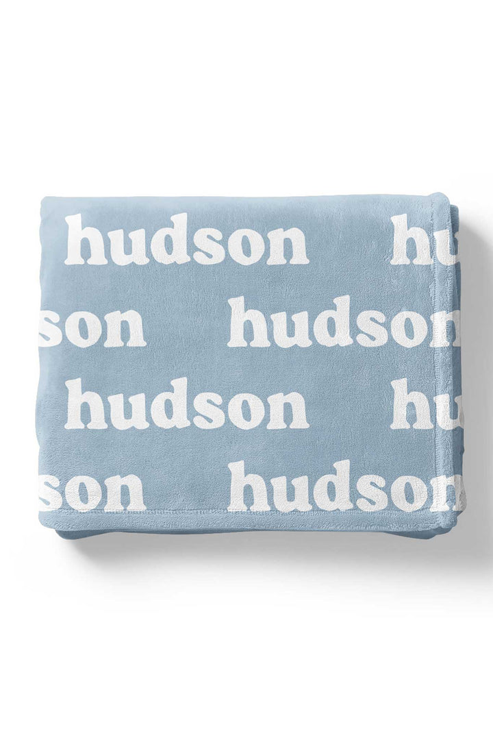 Personalized sky Color Blanket with block font
