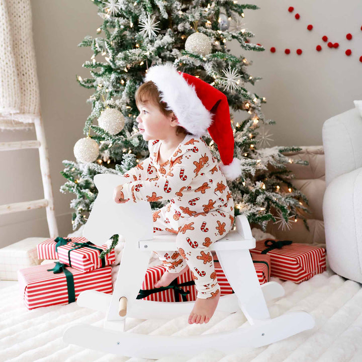 gingerbread and candy cane two piece pajamas bamboo waffle 