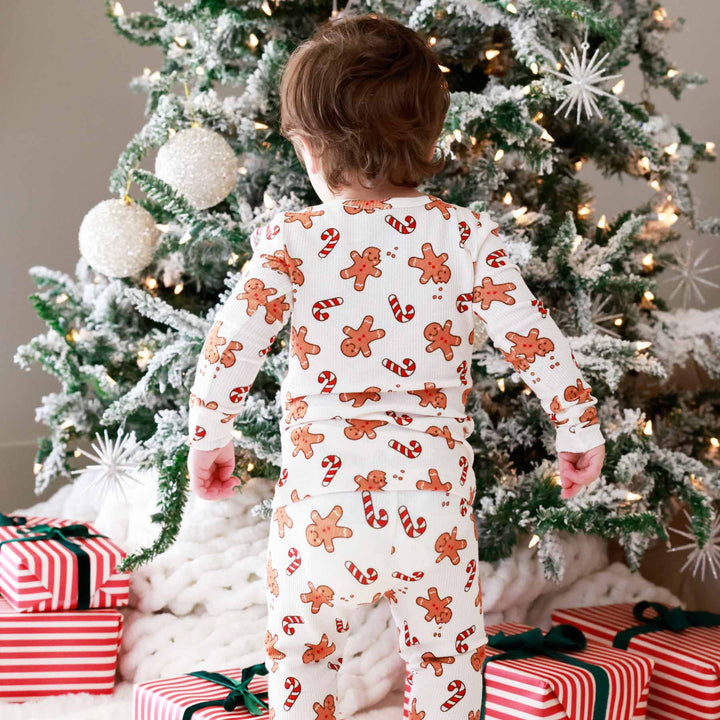 bamboo waffle christmas treats two piece kids pajama set