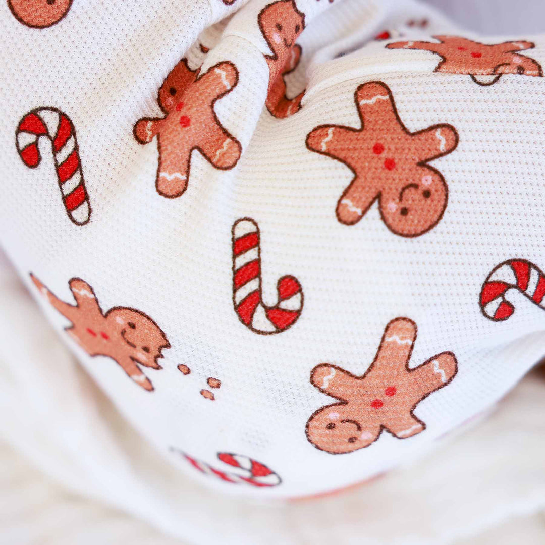 gingerbread man and candy cane baby footie pajama 