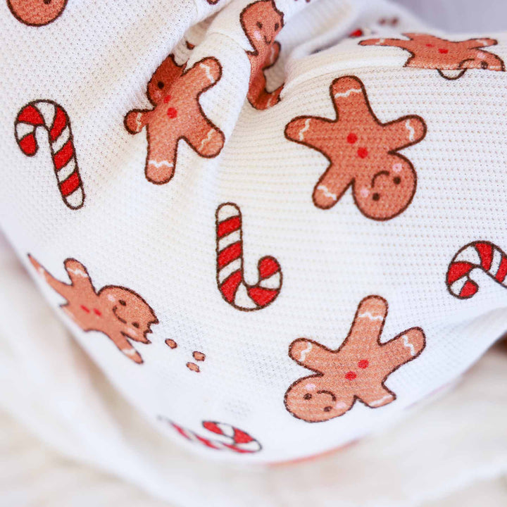 gingerbread man and candy cane baby footie pajama 