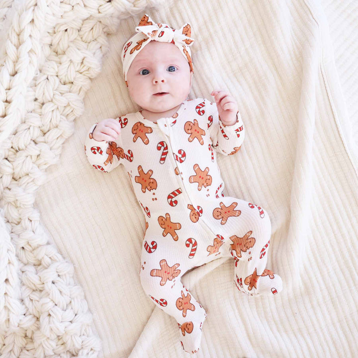 sleigh ride sweets bamboo waffle zipper footie 