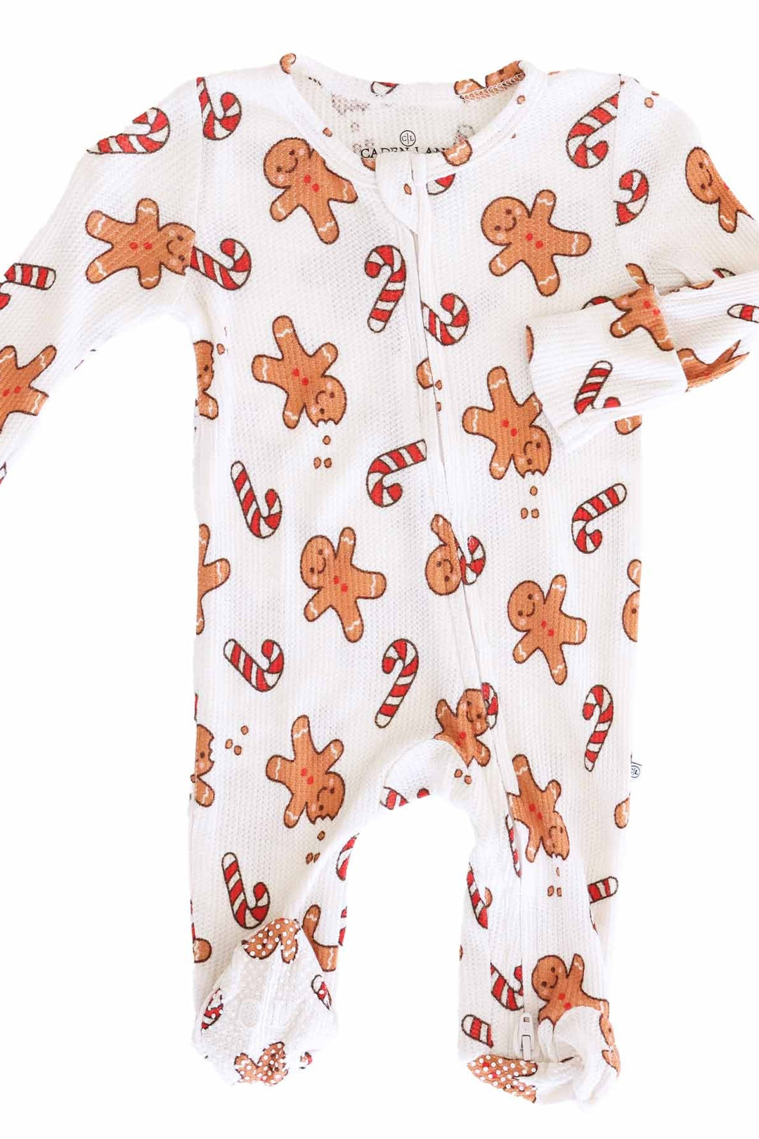 Caden Lane gingerbread and candy cane holiday footie pajamas