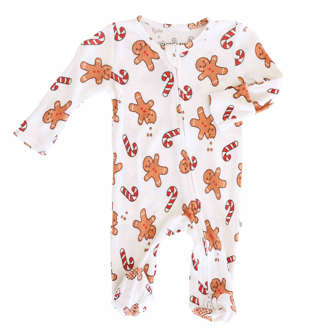 Christmas Bamboo Waffle Zipper Footies