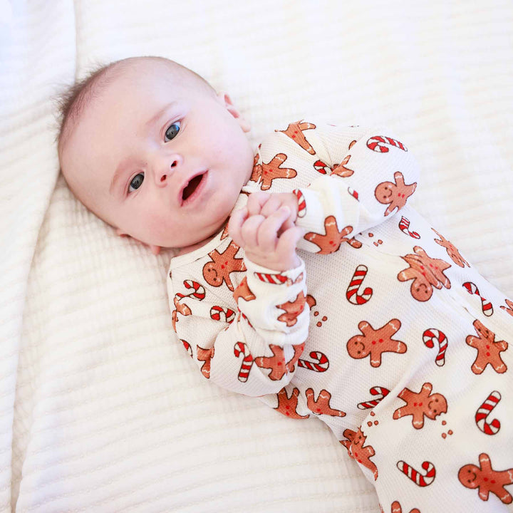 sleigh ride sweets bamboo waffle zipper footie for christmas gender neutral