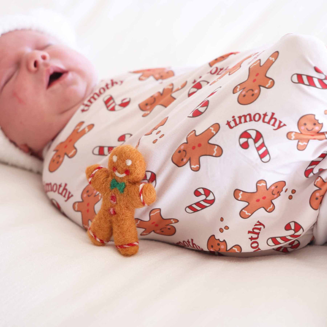 sleigh ride sweets personalized swaddle blanket for babies gender neutral