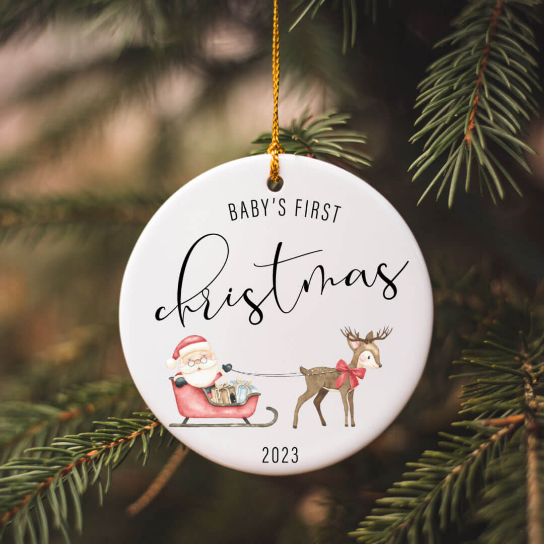 baby's first chrismas ornament sleigh 
