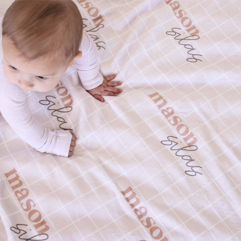 neutral square personalized swaddle blanket for kids