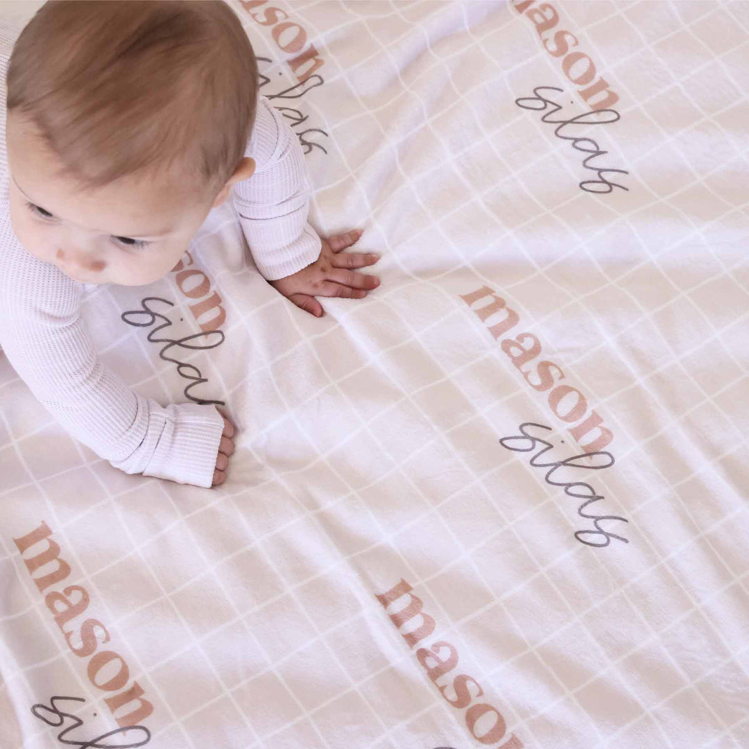 neutral square personalized swaddle blanket for kids