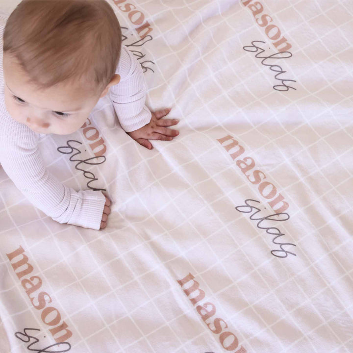 neutral square personalized swaddle blanket for kids