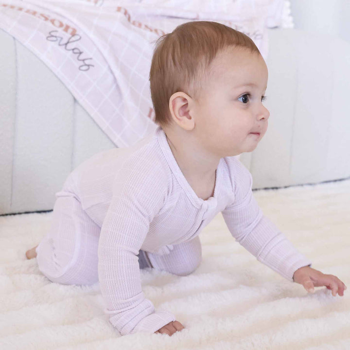 neutral square baby convertible zip romper 