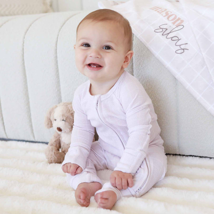 baby zipper romper neutral square