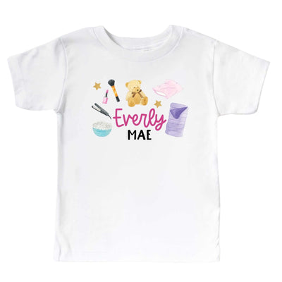 slumber party squad personalized kids graphic tee