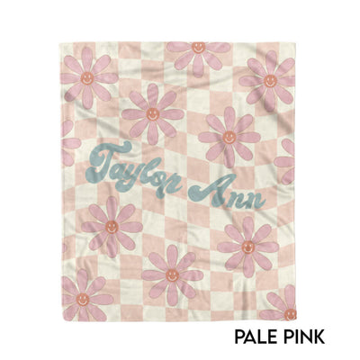 smiling daisy pale pink personalized blanket 