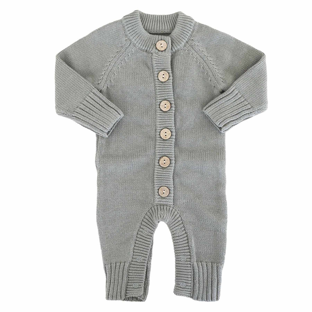 smoke full length sweater romper with buttons