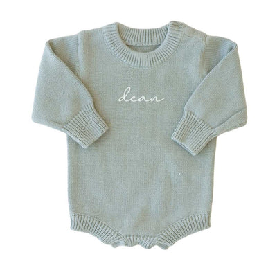Personalized Knit Sweater Bubble Romper | Solid