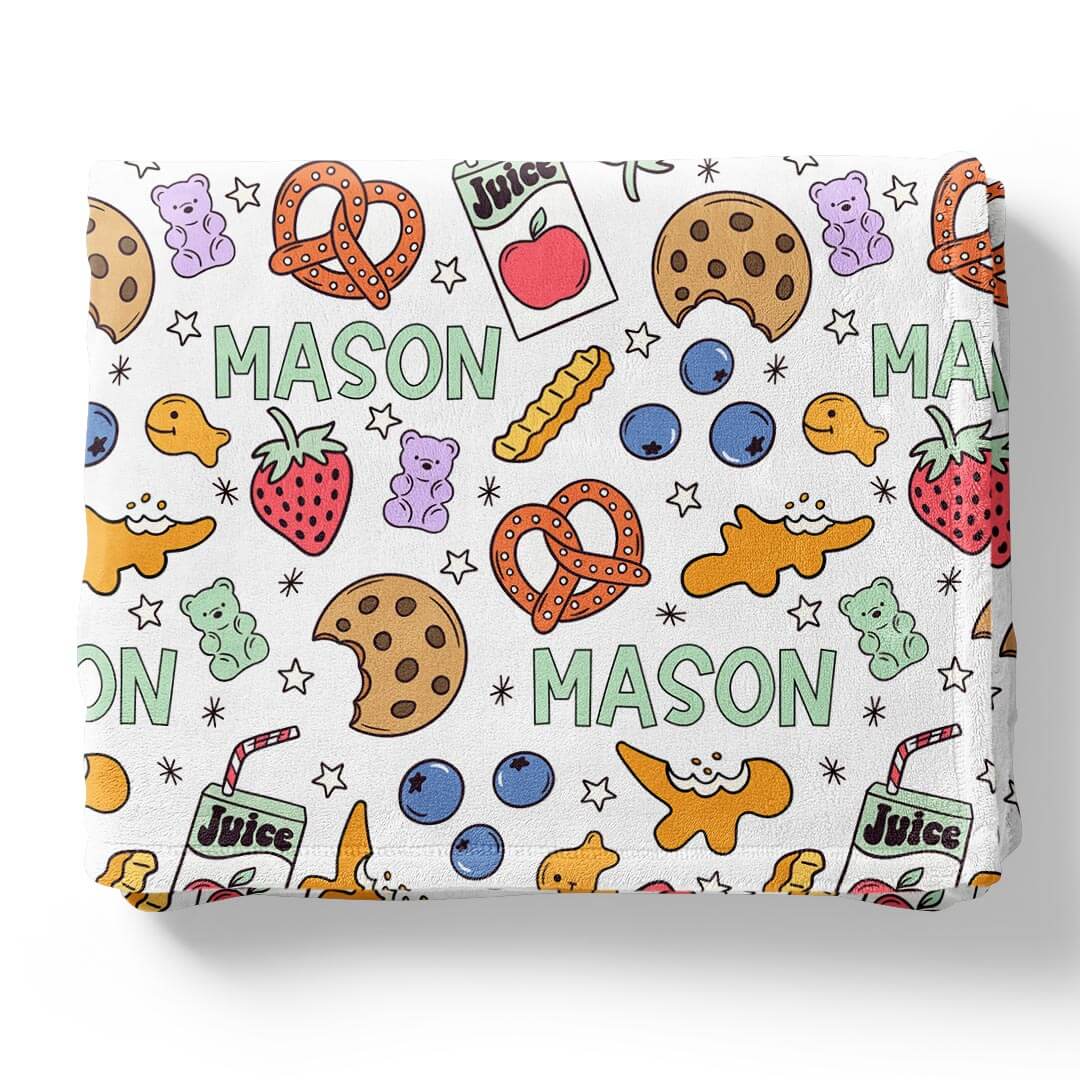 snack time personalized kids blanket 