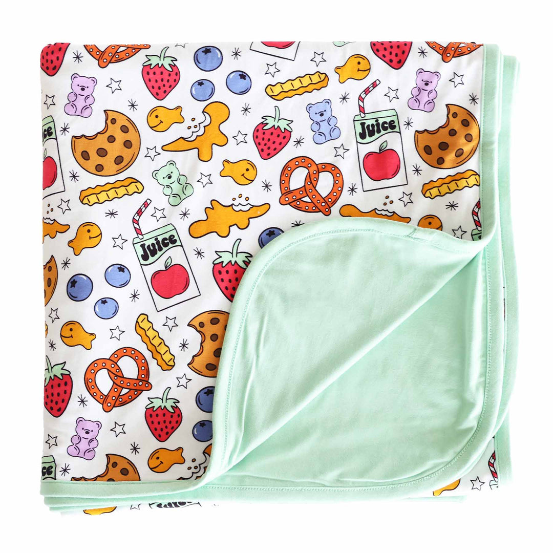 snack themed double sided bamboo blanket for kids 