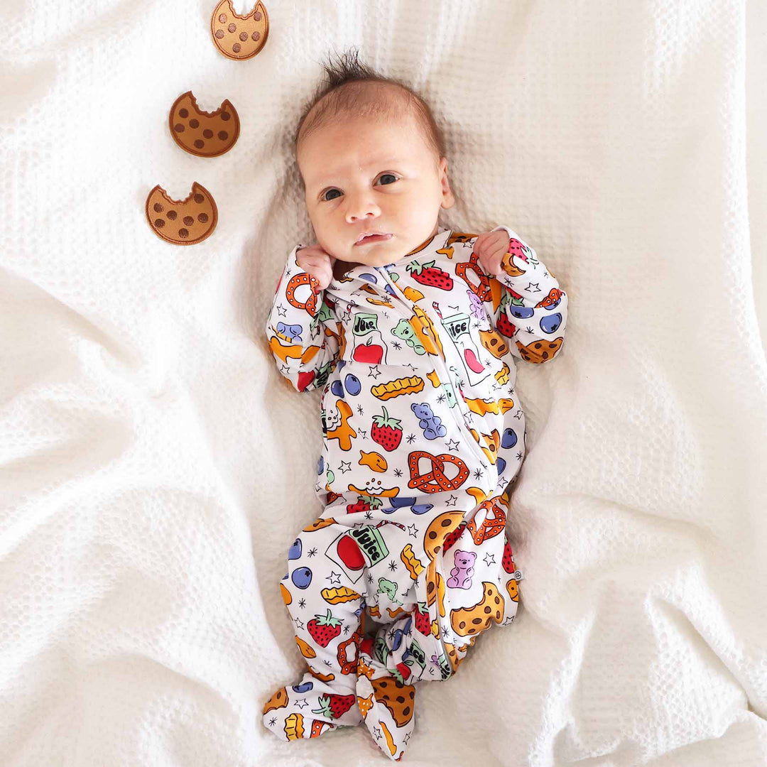 snack themed zipper footie 