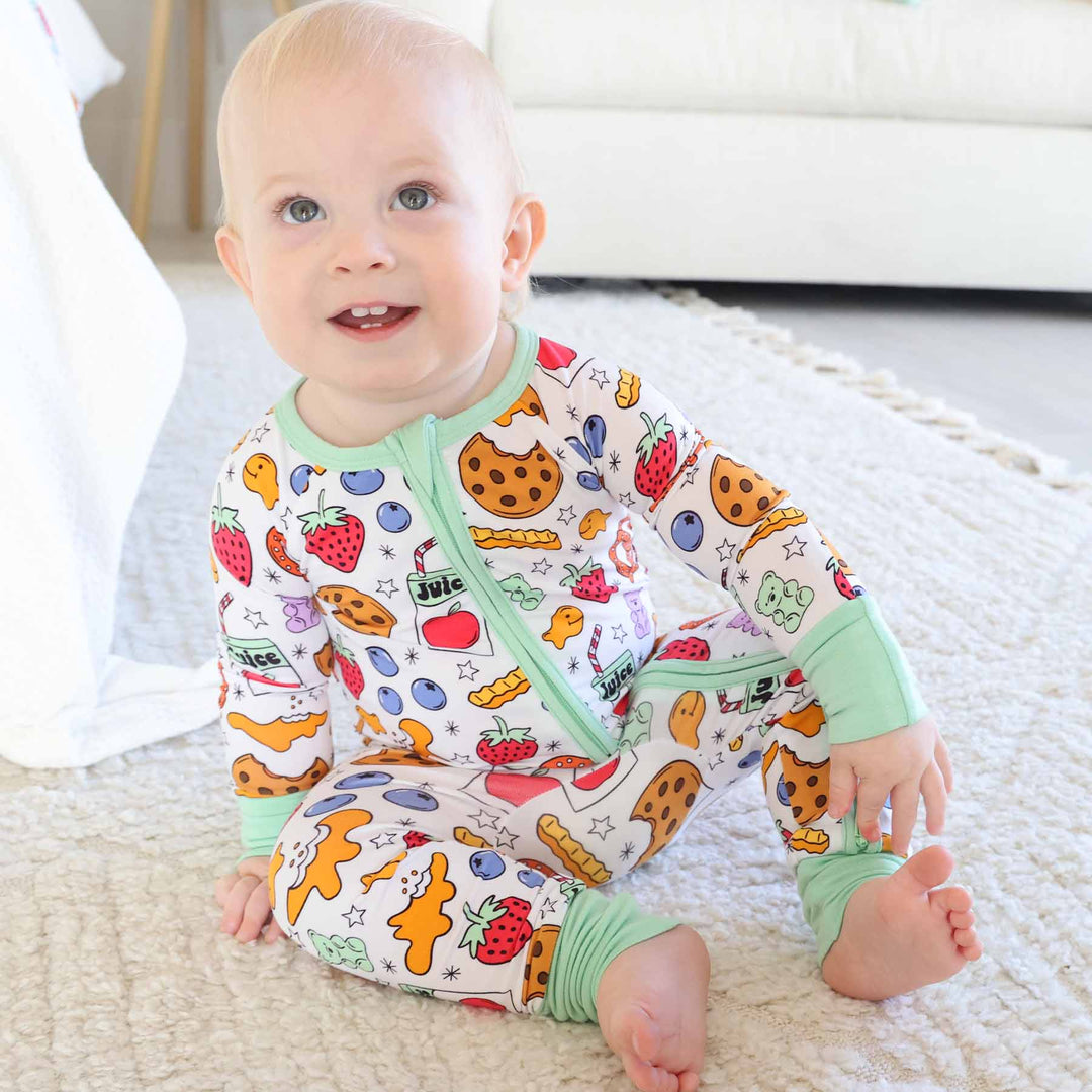 snack zip romper pajama for toddlers