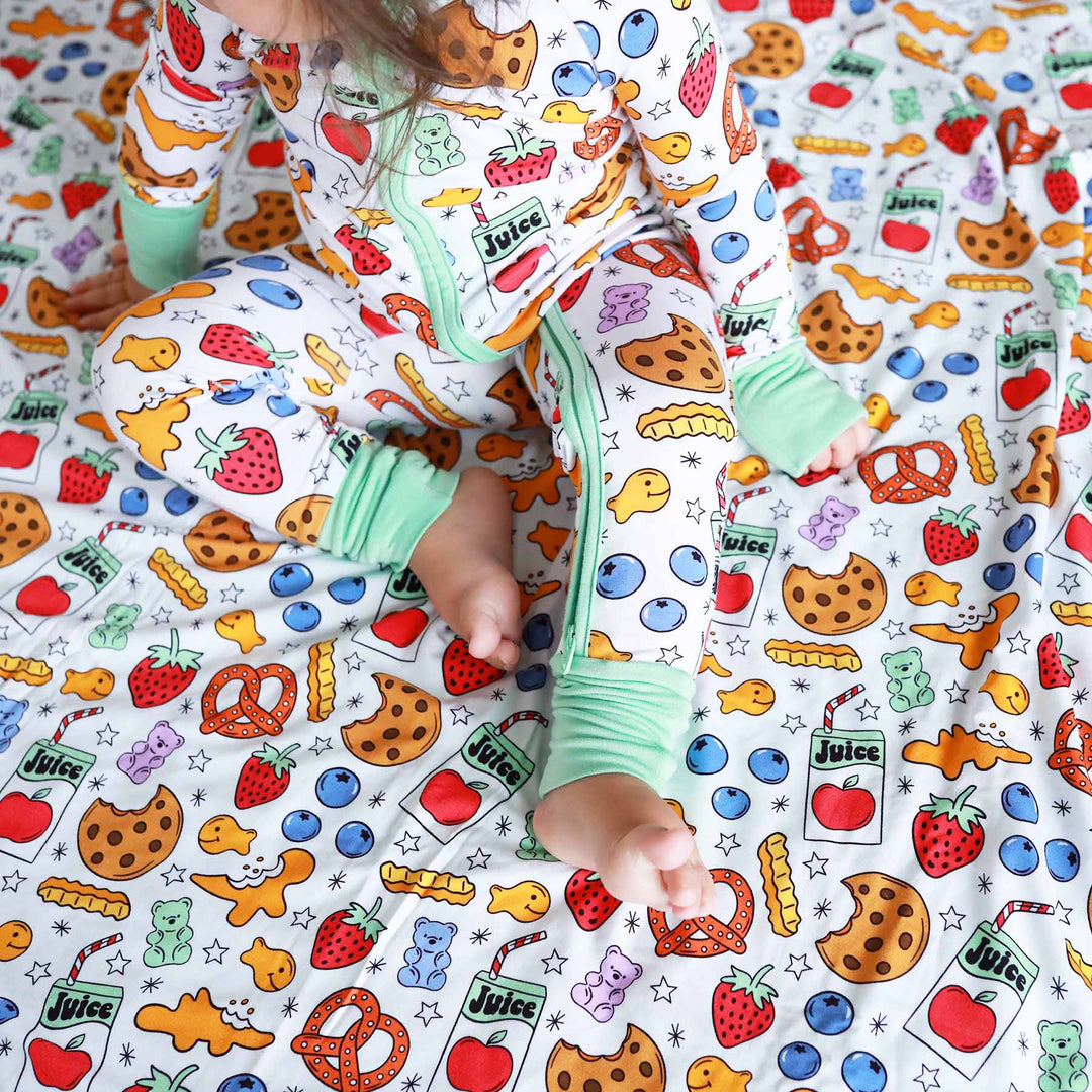 snack themed baby zip romper pajama for toddlers