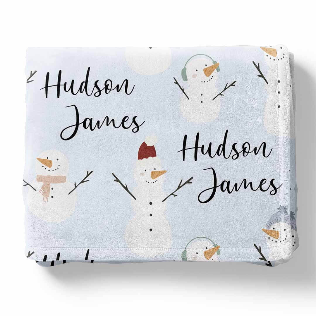 snowman personalized kids blanket 