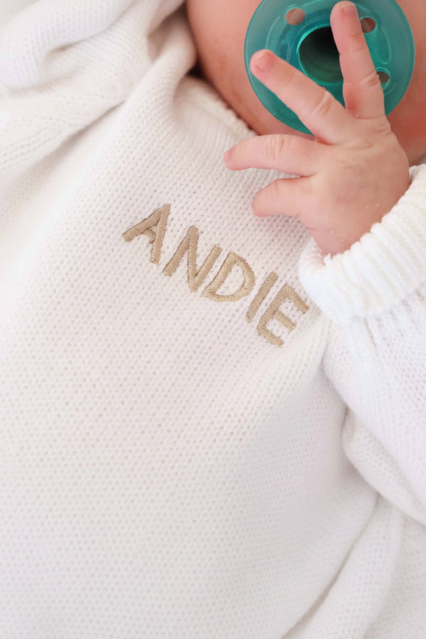 Embroidered Knit Sweater Bubble Romper, Snow